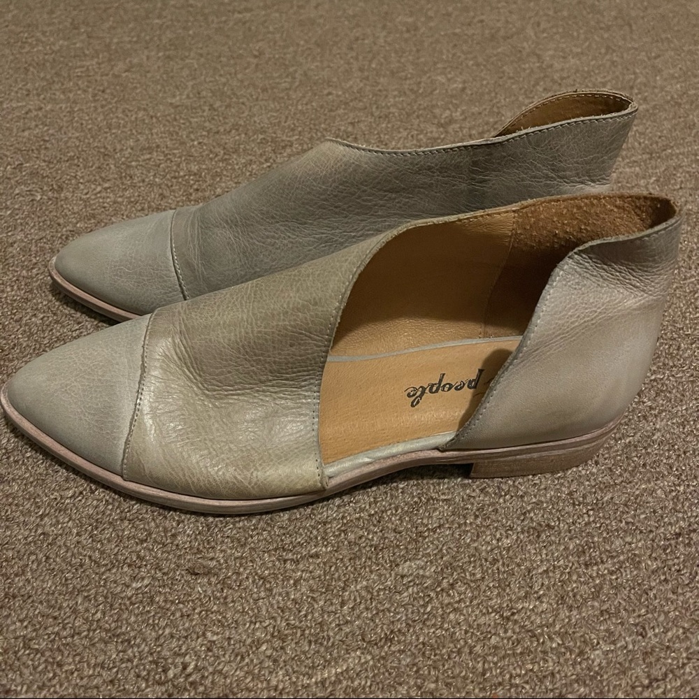 Free People Royale D’Orsay Leather Flat in Grey